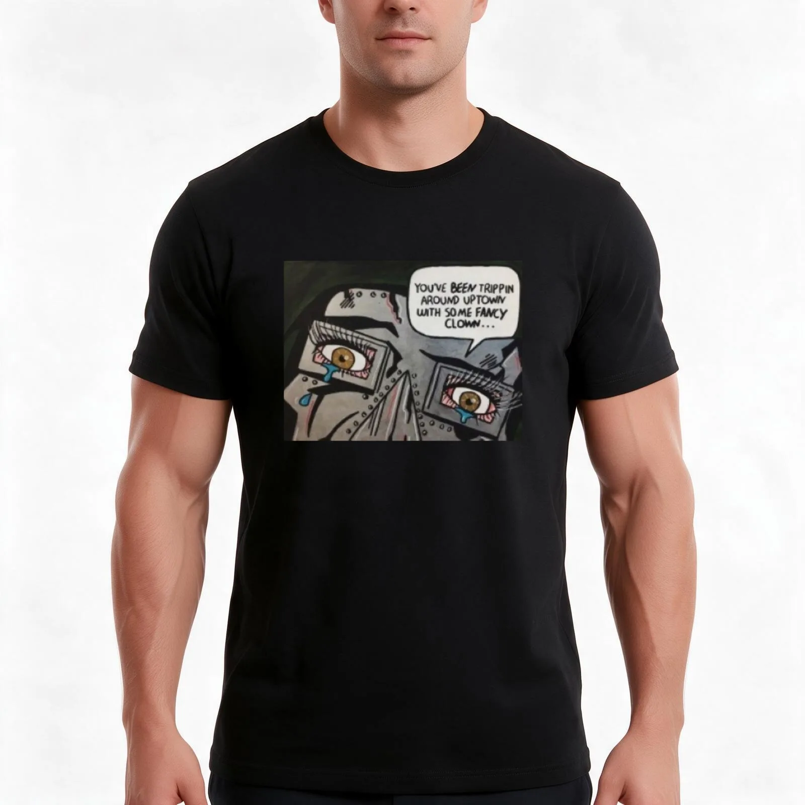 Fancy Clown T-Shirt, Summer Casual Cotton Tee, Oversized Streetwear Tops, Vintage Graphic Print, Loose Fit Short Sleeve