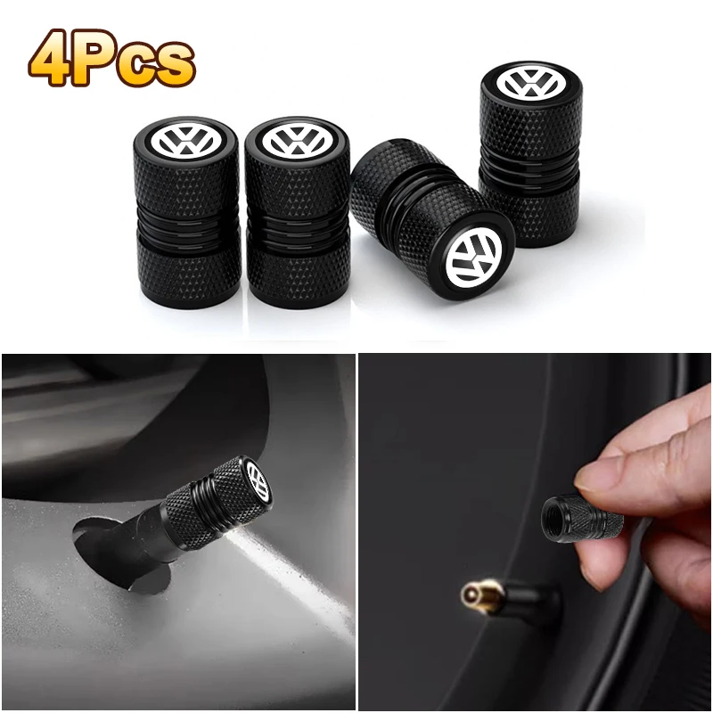 Aluminum Alloy Car Wheel Tire Valve Caps Tyre Protect Cover For Volkswagen VW R-line GTI R Polo Golf Passat Magotan Tiguan Jetta