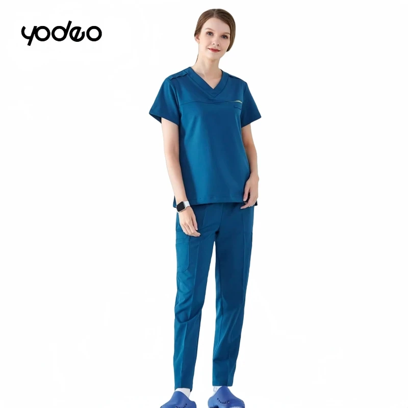 Vestido cirúrgico de enfermagem masculino feminino médico vestido de trabalho calças de perna reta + terno de manga curta vestido médico pós-parto centro