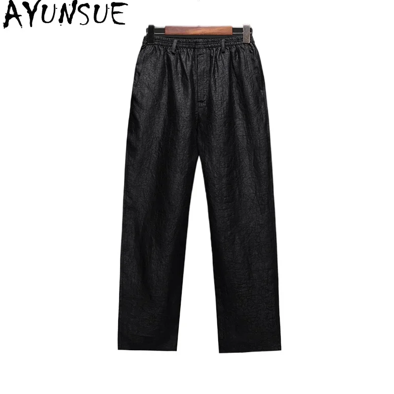 AYUNSUE 100% Mulberry Silk Harem Pants High Quality Men Clothing Summer Casual Straight Trousers Loose Fit Ropa Hombre