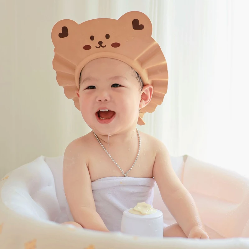 Cartoon Baby Shampoo Cap EVA Adjustable Bear Bunny Baby Bath Shawer Hat Protect Eyes Ears Kids Bathing Visor Head Cover Shield