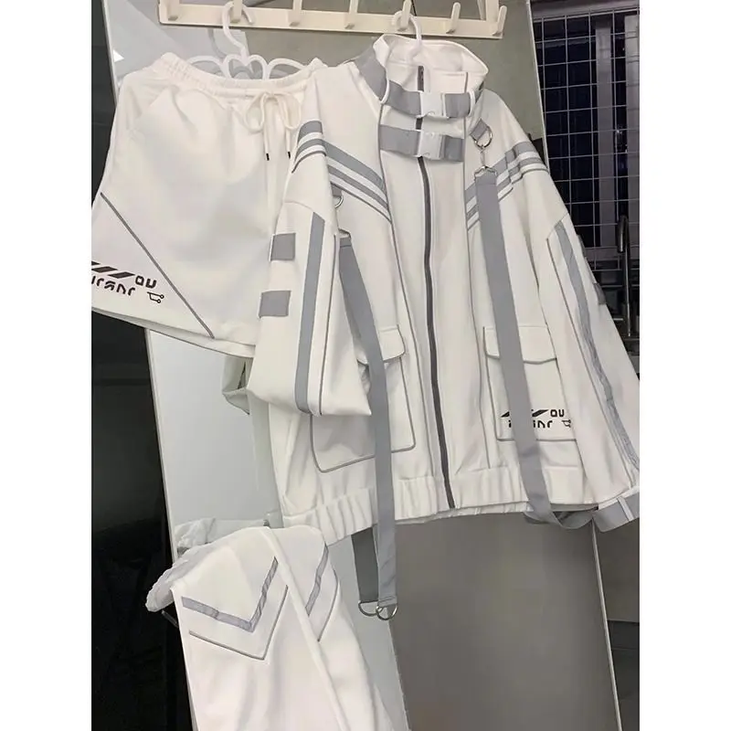 Japanese Cyber Cosplay Coat White Sportweight Outdoor Jackets Punk Uniform Suit Anime Party Role Play Outfit for Woman Girlcool！