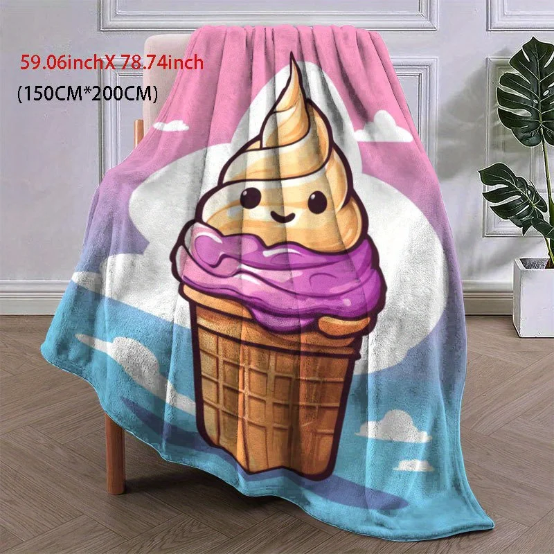 بطانية حلم الآيس كريم الحلوة، رمي الفانيلا ذو الوجهين لعشاق الحلوى، هدية ممتعة لذيذة ومريحة لجميع المواسم #6