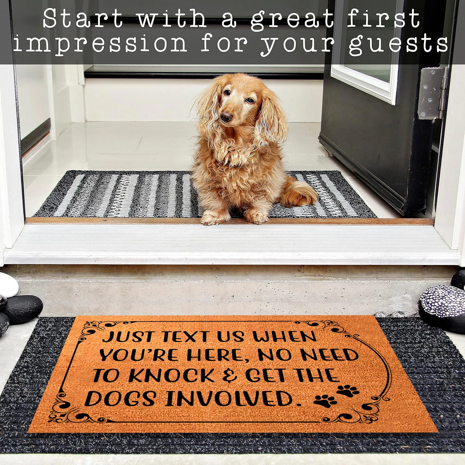 Rubber Anti-Slip Door Mats, Funny Entrance Doormat, Outdoor Welcome Mat, Just Text Us When YouRe Here,No Need to Knock