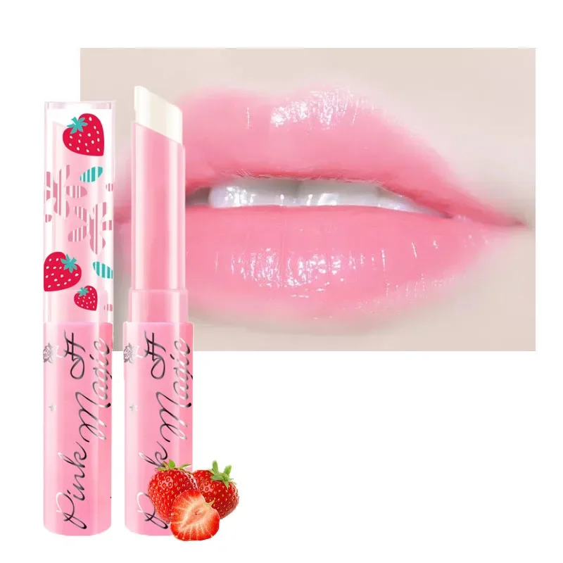 Moisturizing Natural Strawberry Essence Lip Gloss Changable Color Portable Waterproof Long Lasting Nutritious Lips Care Lipstick