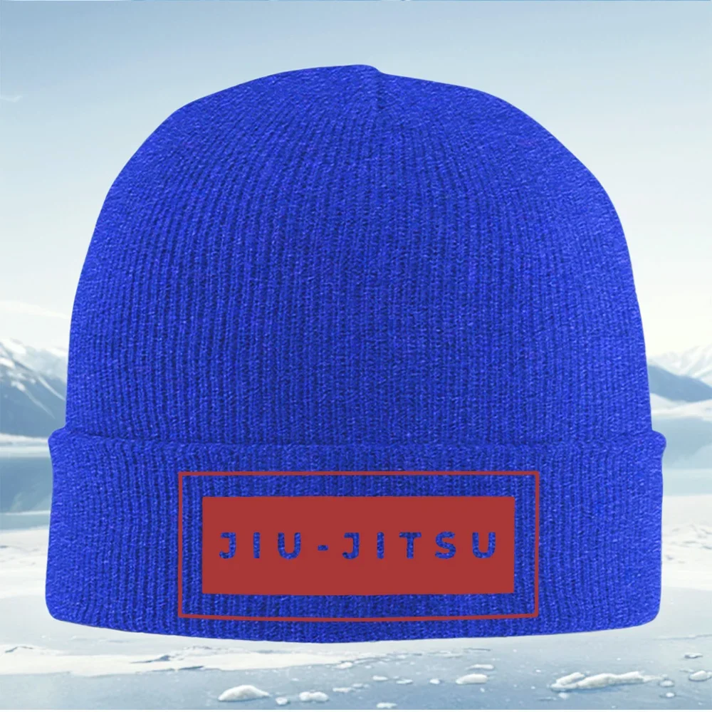 Jiu-Jitsu palabras rectángulo negro rojo hombres mujeres Unisex sombrero de punto gorro Jersey gorra invierno térmico cálido Nav