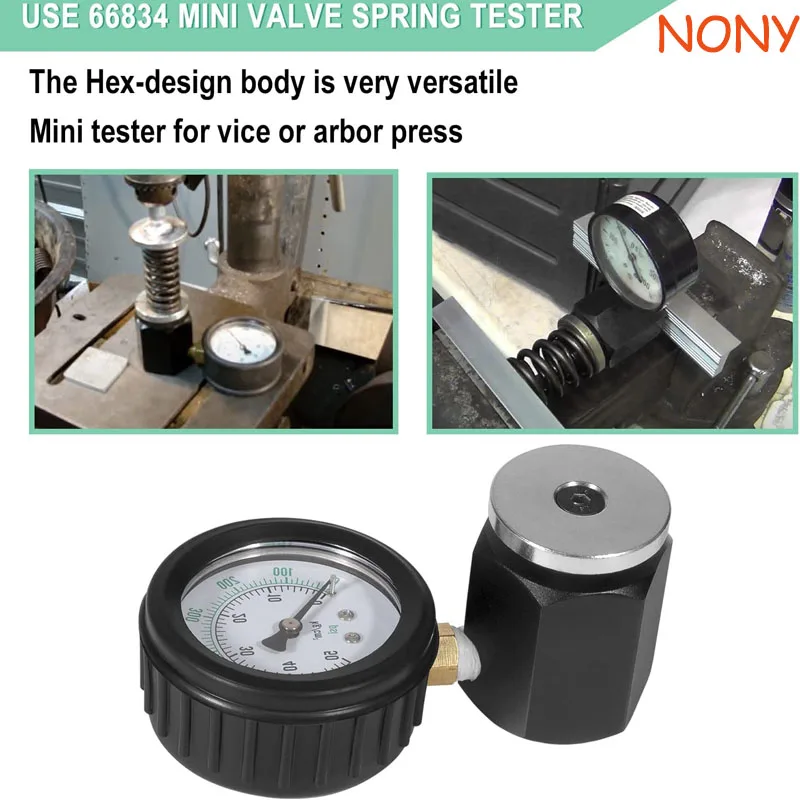 

Nnony Car Accessories Universal Mini Valve Spring Pressure Tester Gauge - 0-700 PSI - 0-50 KG/CM2, Alternative For Part # 66834