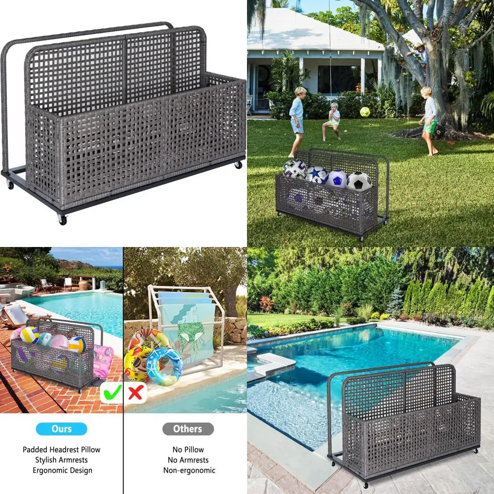 

Корзина для хранения у бассейна в патио — уличная поплавковая корзина из полиэтилена из ротанга с рулоном для аксессуаров для бассейна и игрушек