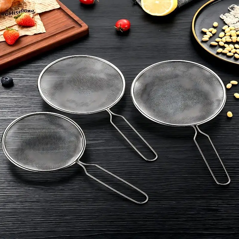 Ergonomic Grip Fine Mesh Colander Anti Slip Base Hanging Loop For Kitchen Food Washing Draining Work
