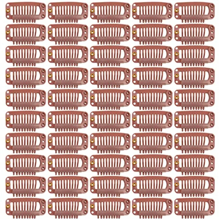 Hair Extension Clips for Salon Use, Plastic, Black, 50 Pcs 32mm 9-Teeth Secure Grip Wig Clips for Hair Extensions Hairpieces