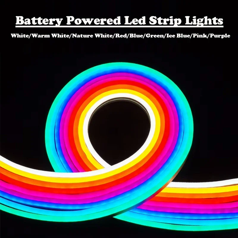 Battery Powered Neon Led Strip Lights, Flexibele LED Lights for Bedroom Battery Operated Neon Rope Lights Lights Led Lights