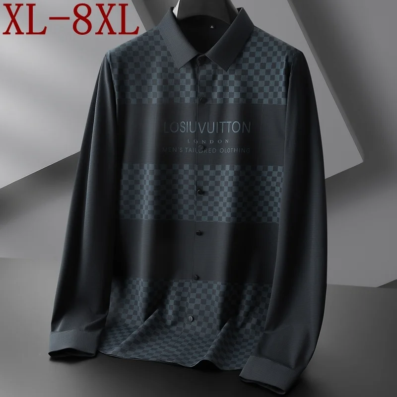 

6XL 8XL 7XL 2023 New Autumn Luxury England Style Plaid Shirts For Men High Quality Long Sleeve Business Comfortable Mens Shirt