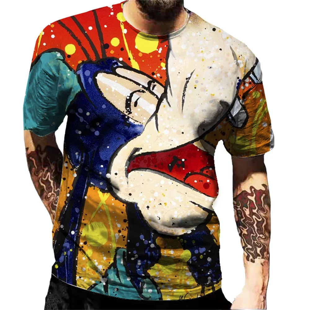 Disney Goofy Cartoon 3D Print Men's T Shirt Summer Loose Clothes Retro Short Sleeve Fashion O Neck T Shirt Oversized Men T Shirt