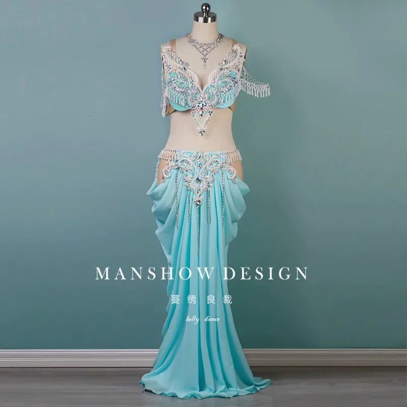 

customized belly dance costume women 2025 new sexy pleated fringe skirt performance suit set indian clothes women
