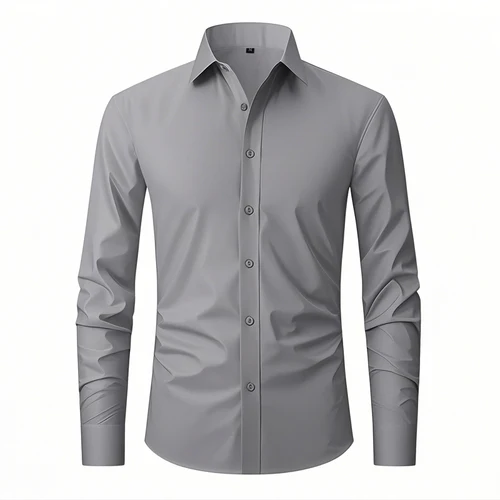 Imagen 2 del producto 2025 nueva camisa Social de alta calidad para primavera/otoño para hombre, moda de manga larga sin hierro, informal de negocios, blanco puro, azul, talla europea