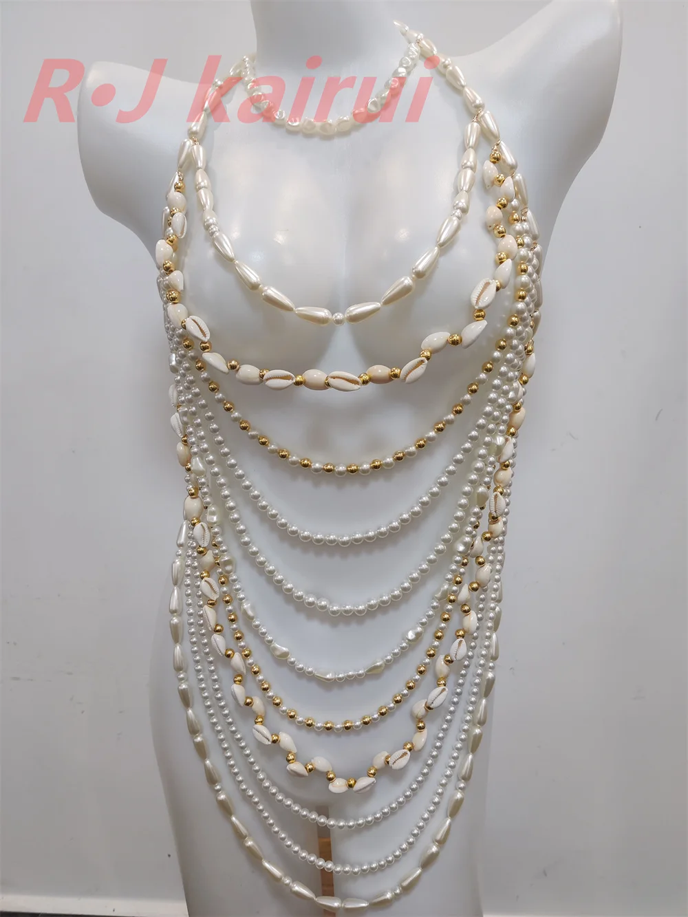 

Handmade Women Fashion Seashells&Imitation Pearls Beads Neck Top Party Beads Jewelry Accessories