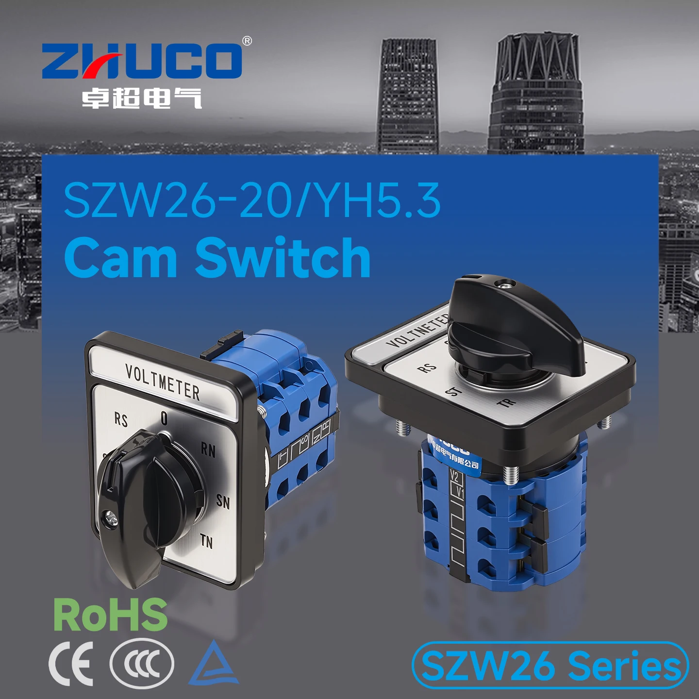Szw26-20/Yh5.3 Is the Same as Lw26/Lw28/Jyw26, 0-Rn-Sn-Tn-Tr-St-Rs Round Handle Seven-Position Three-Section Voltage Conversion Switch Rotary Switch Selector Switch