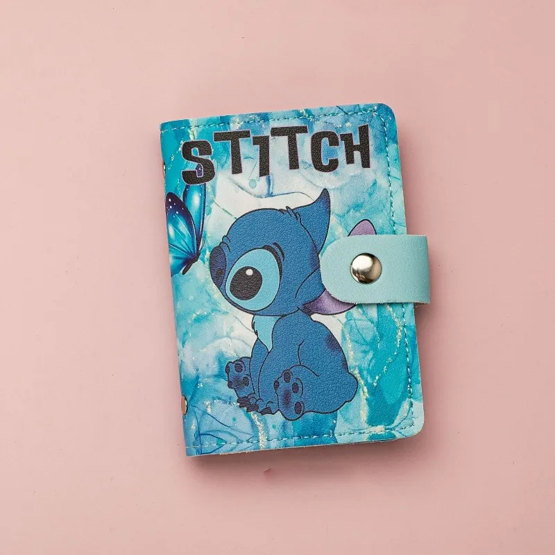 Disney Stitch Id Card Holder for Women Girl Kawaii Cartoon Portable Travel Purse for Credit Cards Against Demagnetization