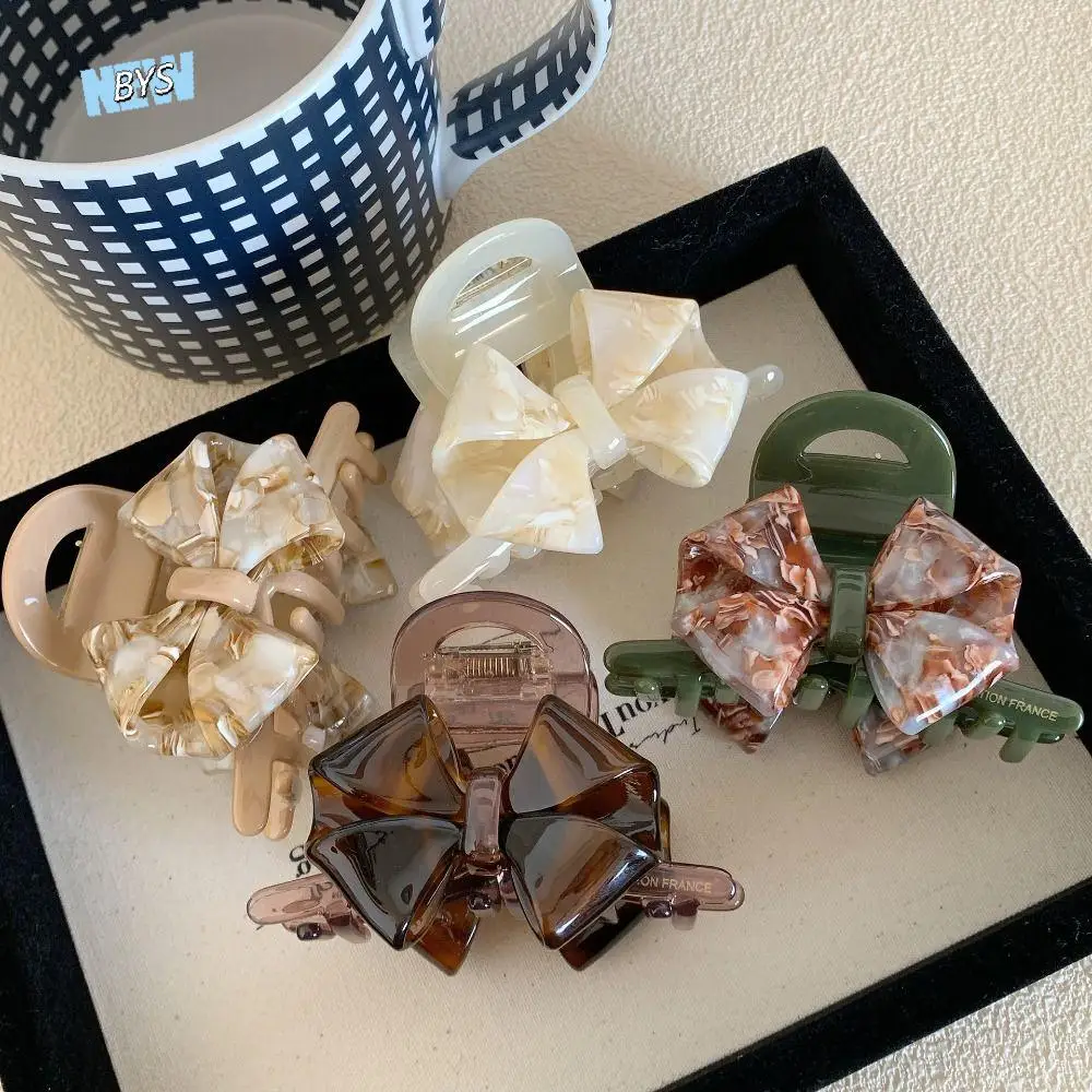 

Personalized Jelly Retro Bow Acetate Hair Claw Hairpin Headwear Solid Color Shark Clip Hair Clip Geometry Shark Clip Female