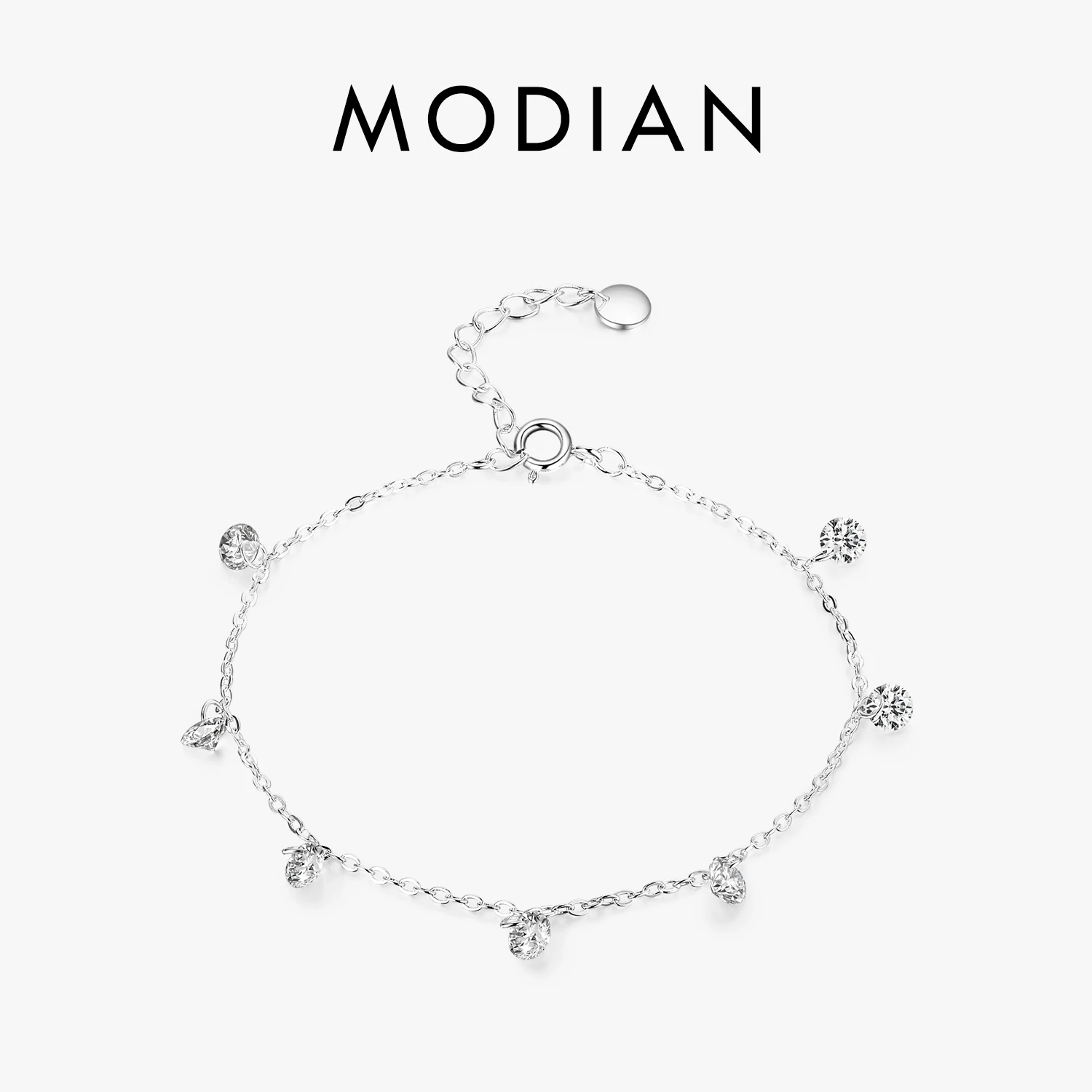 Modian Charm Real 925 Sterling Silver Ten Hearts Clear CZ Fashion Chain Bracelet For Women Girls Wedding Fine Silver Jewelry