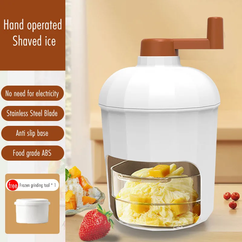 Portable Manual Shaved Ice Machine Mini Rotary Ice Shaving Machine Household Crushed Ice Maker for Ice Cream Kitchen Ice Tool