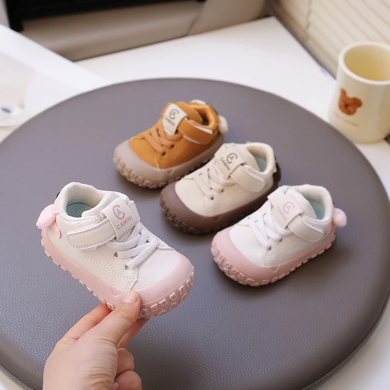 Toddler Baby Anti-Toe Sneakers, Hook-and-Loop Soft Sole Non-Slip Infant First Walking Shoes
