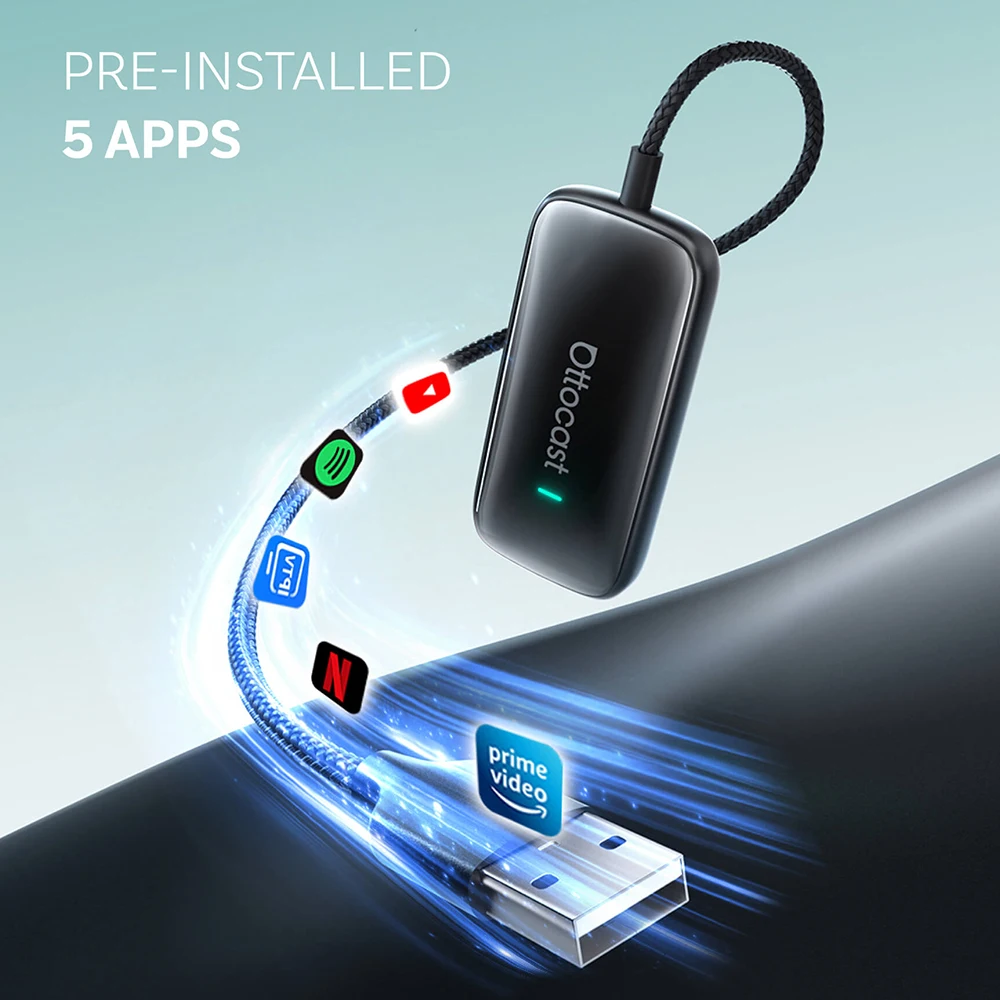 OTTOCAST Play2Video Ultra Wireless CarPlay Android Auto Adapter für Youtube für Netflix Video Box Autozubehör – Detail 5