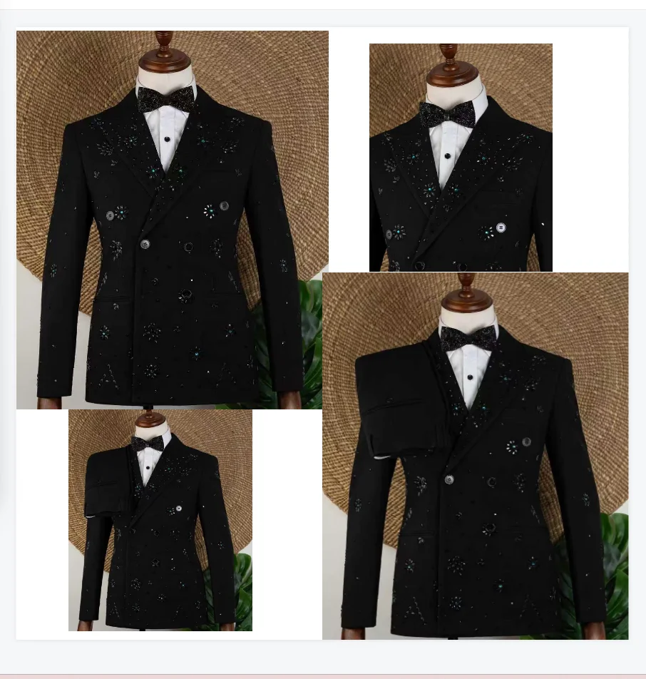 

Luxury Stone Men Suit Set 2 Pcs Blazer+Cotton Pants Trousers Wedding Tuxedo Formal Business Office Jacket Prom Coat Customized