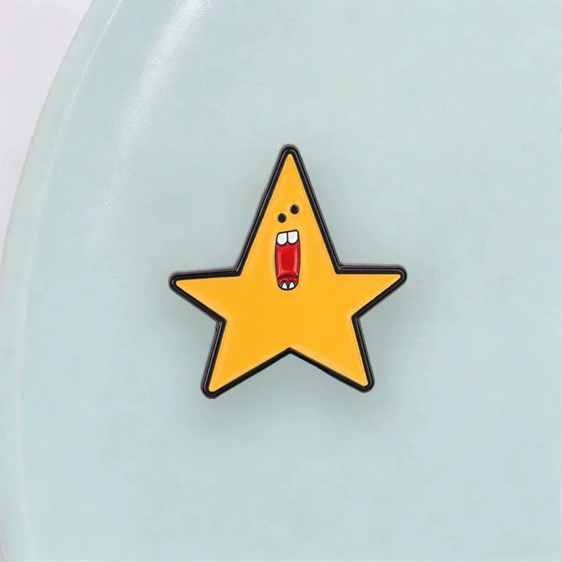 Screaming Yellow Star Enamel Pins Cartoon Memes Brooches Lapel Badge Fun Jewelry Accessory Gifts For Kids Friends