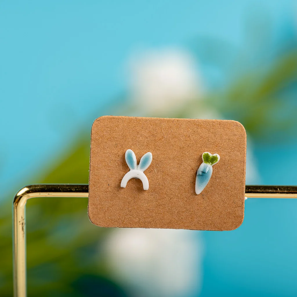 accesorios mujer Small And Cute Porcelain Multicolor Earrings Anti-allergic #LY432 brincos pequenos pedras joias feminina