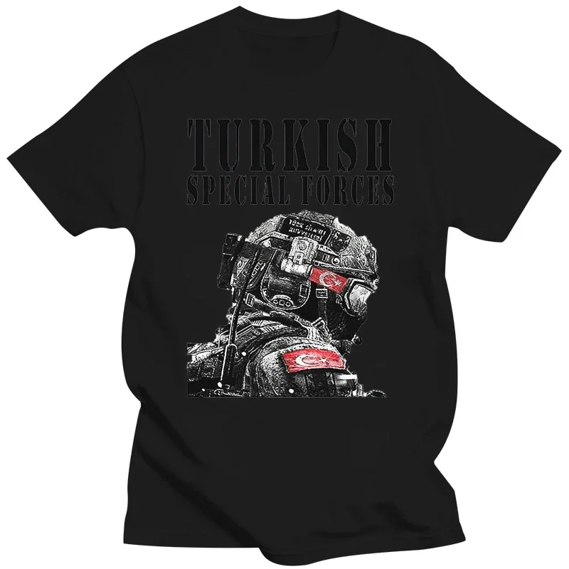 Футболка с принтом турецких спецназ, 2024 хлопок, с коротким рукавом