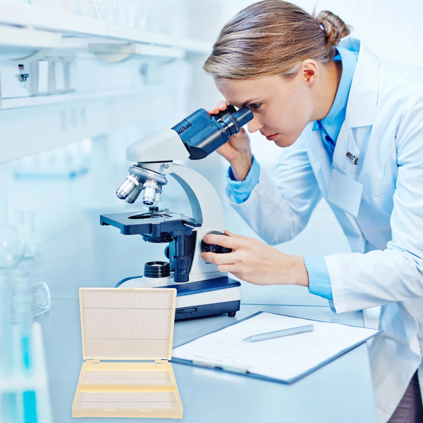 3pcs Specimen Slides Box Microscope Slide Storage Tray Laboratory Supply Glass Holder Educational Tool Slides Storage