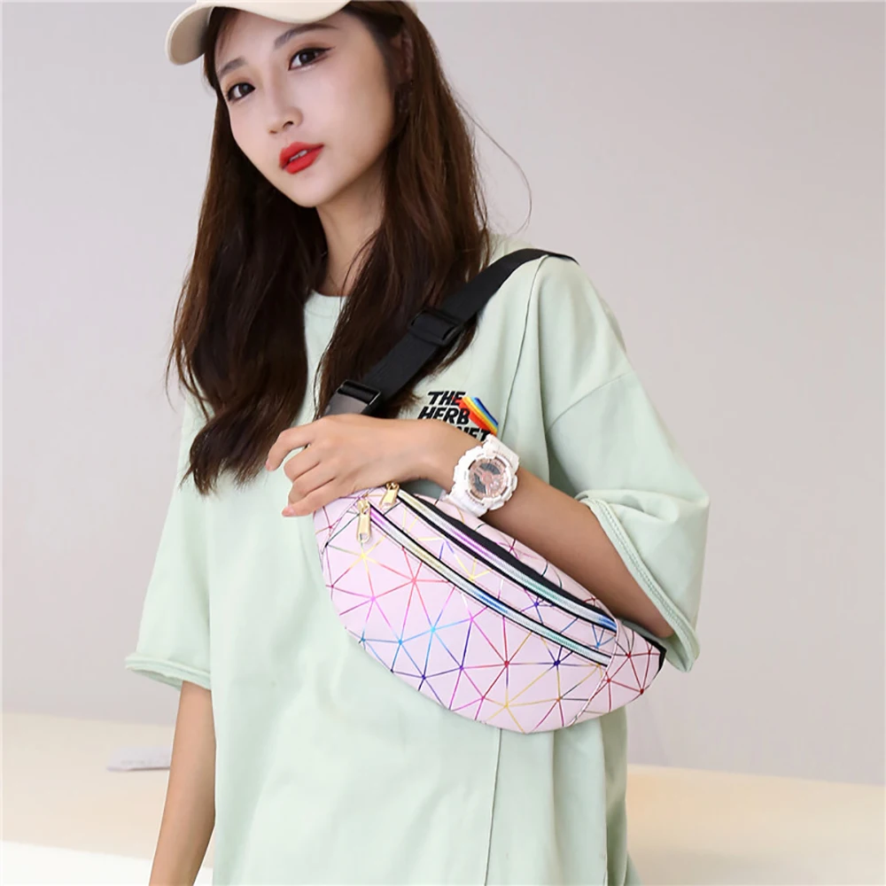 Holographic Design Waist Pack Bags for Women Glitter Fanny Pack Waterproof Belt Bag Fashion Laser Waist Pack Phone Pouch