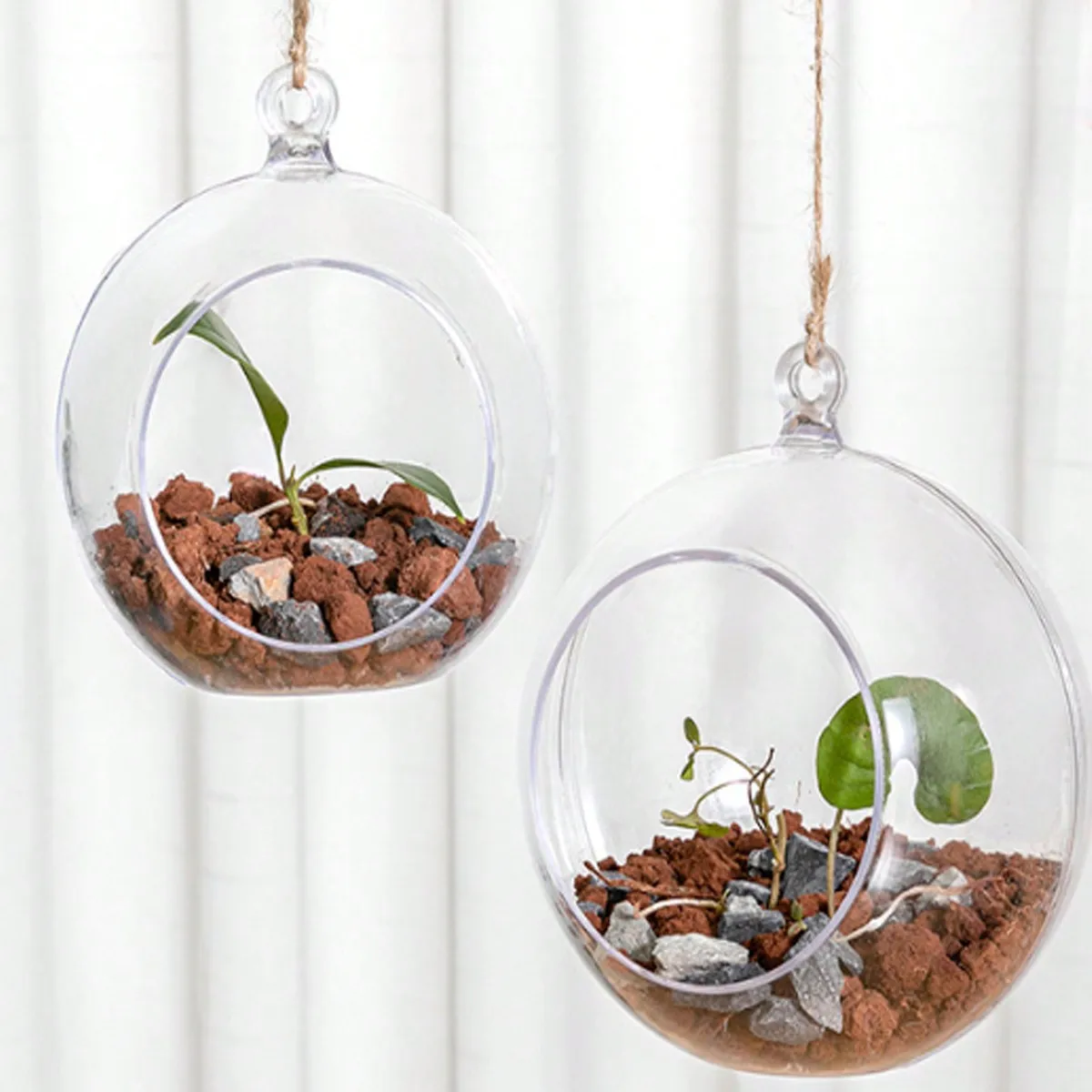 1pc,Stylish Plastic Terrariums Planter For Hydroponics Plants - Oblate Flower Vase For Wall Hanging Decoration - Perfect Home