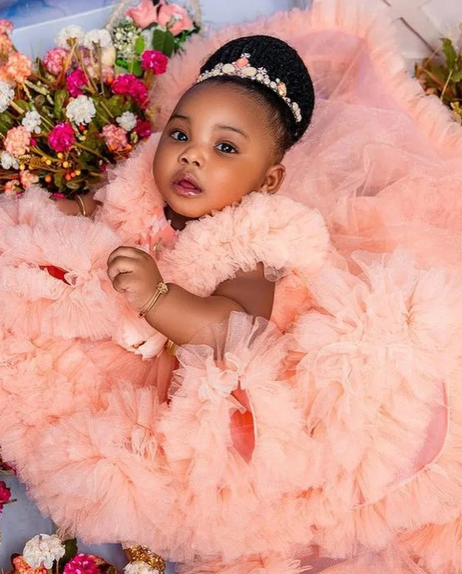 Pink Flower Girl Dresses for Wedding Lace Appliques Ruffles Girl Birthday Party Gowns Layered First Communion Gowns Customized