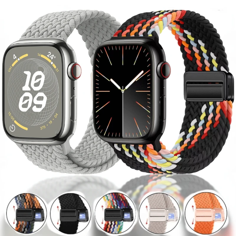 Nylon strap For Apple watch Ultra 49mm 10 46mm 42mm 9 8 7 45mm 41mm magnetic wristband For For iwatch 6 5 4 3 SE 44mm 40mm Belt