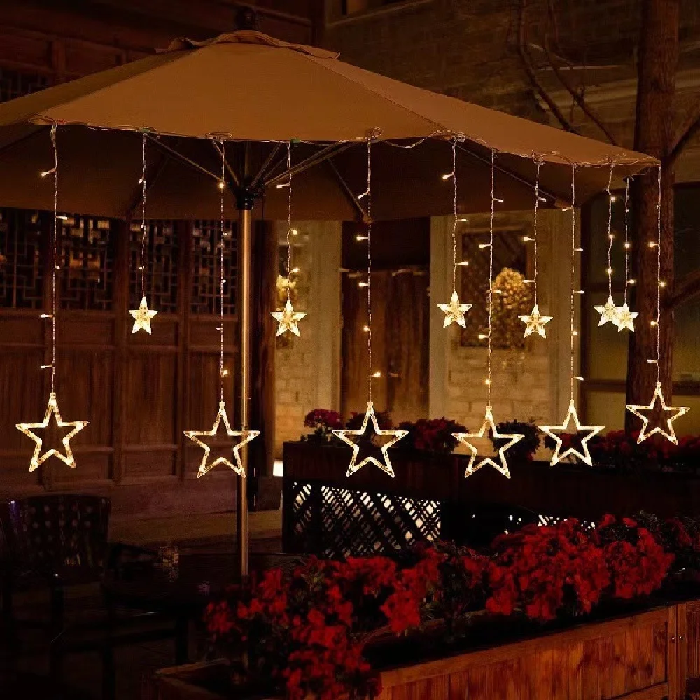 

LED Lights LED Curtain String Lighting AC220V 2.5M Christmas Romantic Fairy Star Strip Holiday Wedding Garland Party Decoration