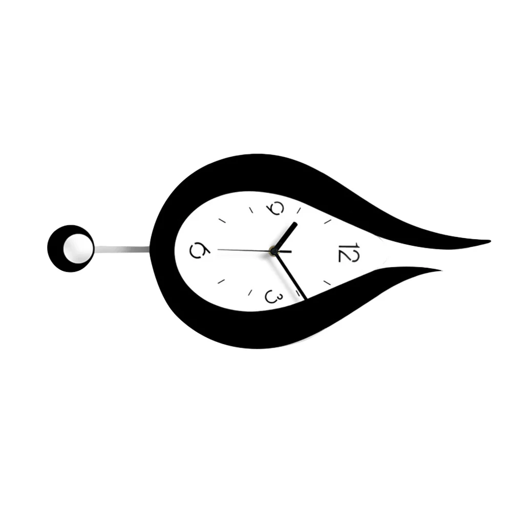 

Acrylic Wall Clock Creative Water Drop Shape with Swinging Pendulum Light Easy to Install Polished Surface Decorative Modern