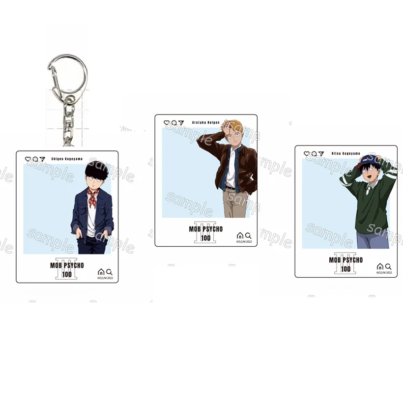 Game Ritsu Kageyama Shigeo Reigen Arataka Keychain Doll Anime Acrylic Keyring Pendant for Gift