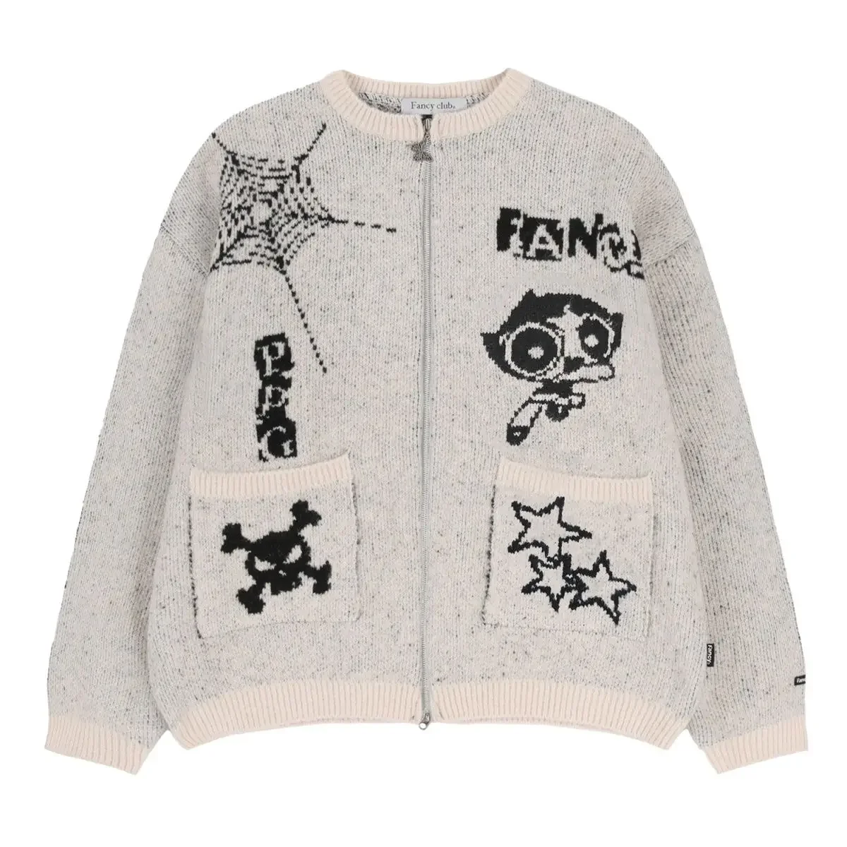 

The Powerpuff Girls Anime Sweater Girls Spring and Autumn Cardigan Zipper Knitted Sweater Loose and Warm Buttercup Sweater