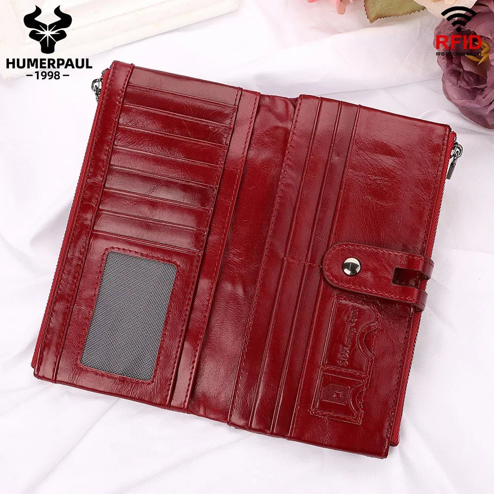 First Layer Cowhide Coin Purse Long Genuine Leather Women's Wallet