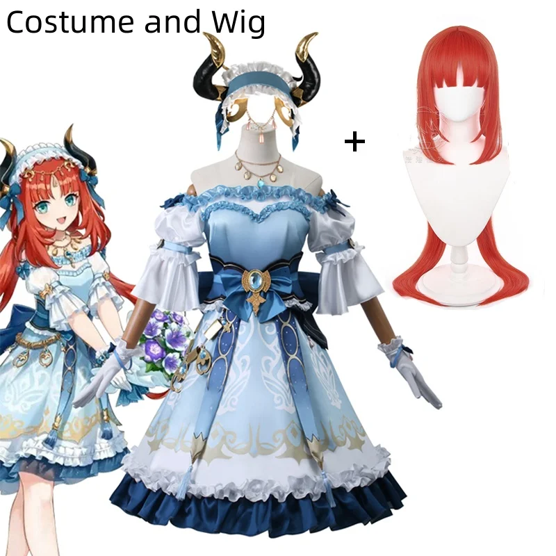 Nilou Cosplay Kostuum Genshin Impact Pruik Rood Haar Vrouwen Danser Jurk Carnaval Uniform Anime Halloween Kostuums - afbeelding 1
