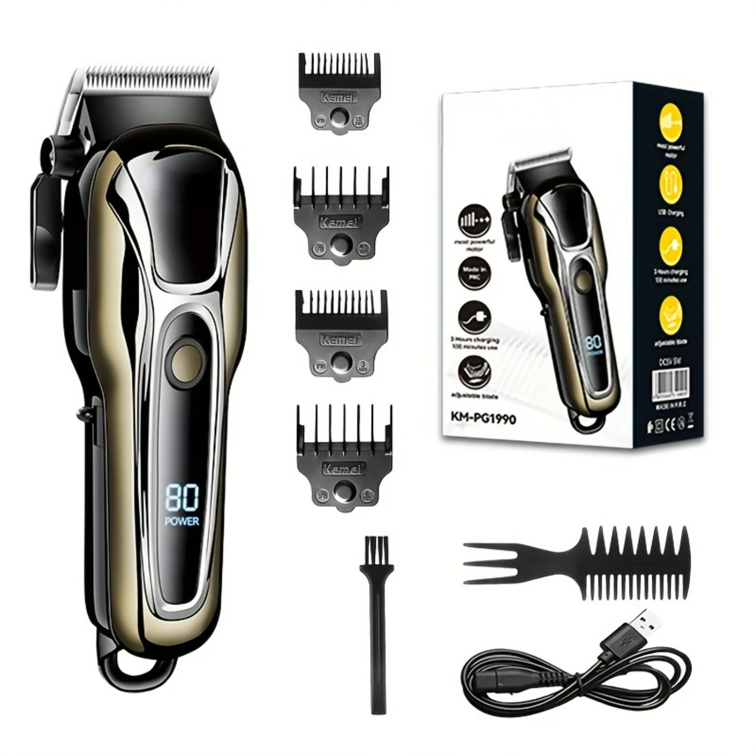 

High-quality Professional Cordless Men's Hair Clipper with LCD Display for Precision Beard and Hair Trimming. Adjustable Setting