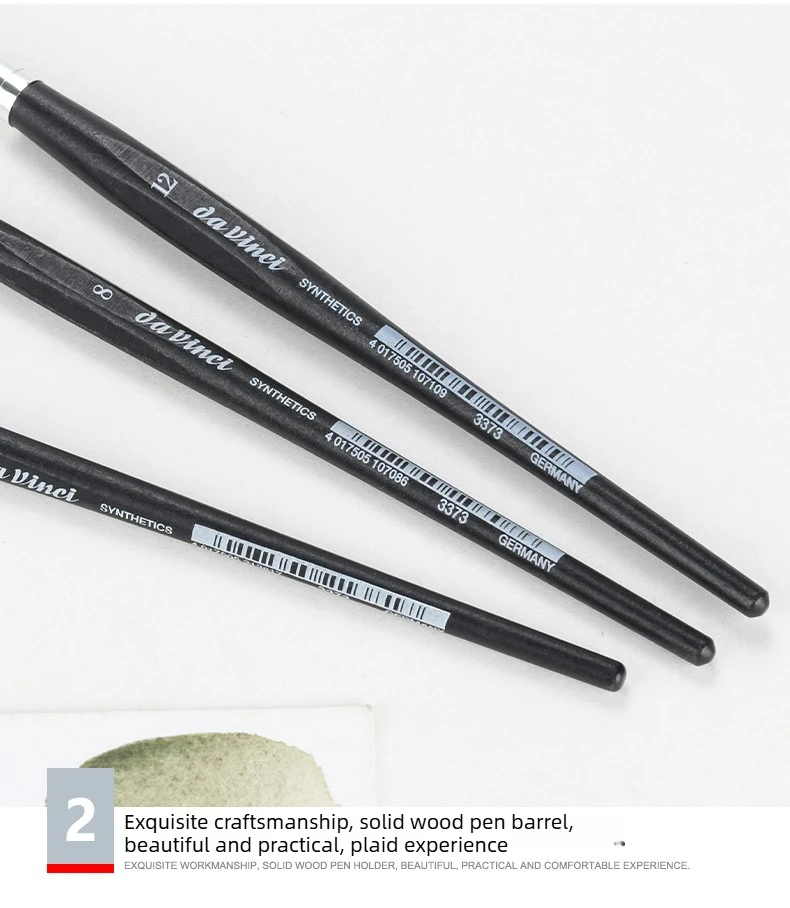 Deutsche Da Vinci Professionelle Malerpinsel, 3373 Nägel-Serie mit Mattschwarz Lackierten Sechseckigen Griffen für Aquarell – Detail 8