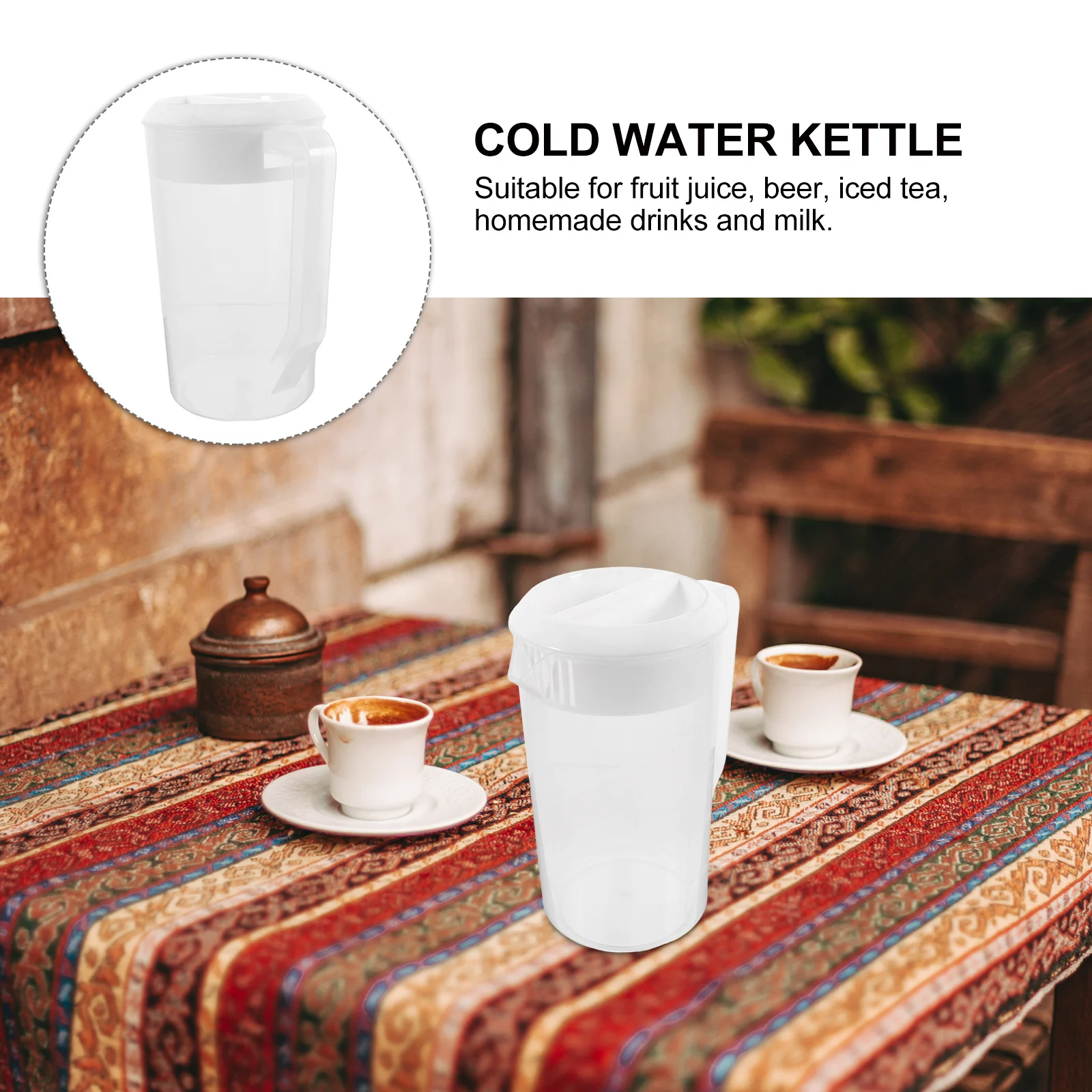 

1.5L 2.5L Cold Water Pitcher Food Grade Plastic Leakproof Lid Measuring Scale Beverage Kettle Juice Container Large Capacity