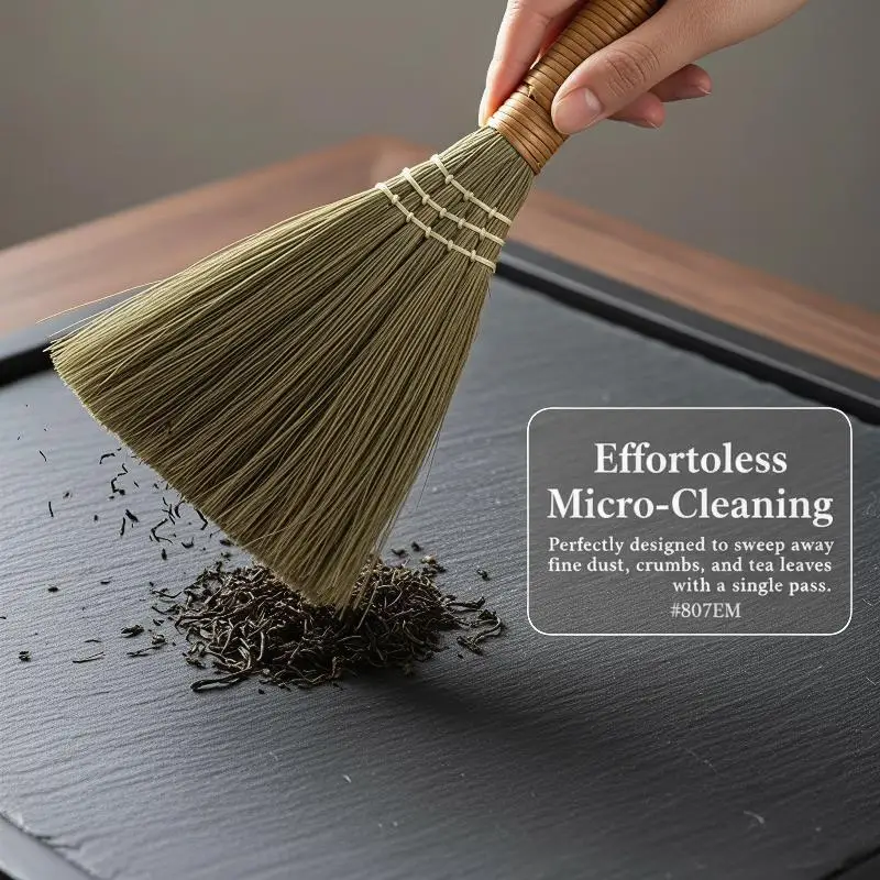 Handmade Miscanthus Cleaning Sweeper Non-Static Natural Material Cleaning Tool for Home Office Pet Hair Dust Removal