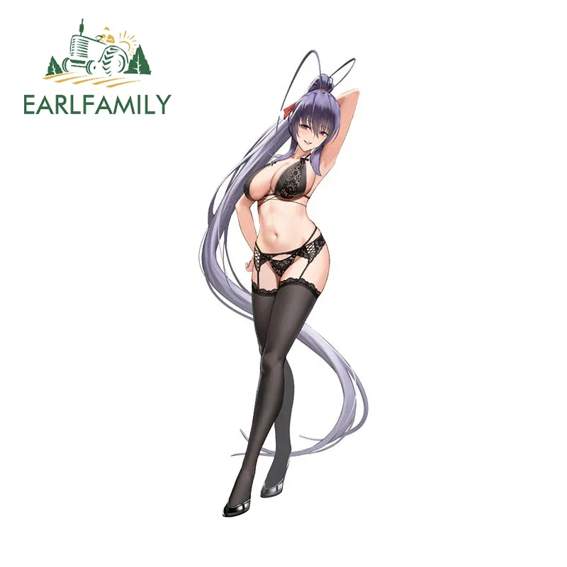 EARLFAMILY 13cm for Sexy Anime NSFW Akeno Himejima Car Sticker Car Accessories JDM Decal Air Conditioner Vinyl Bumper Decoration