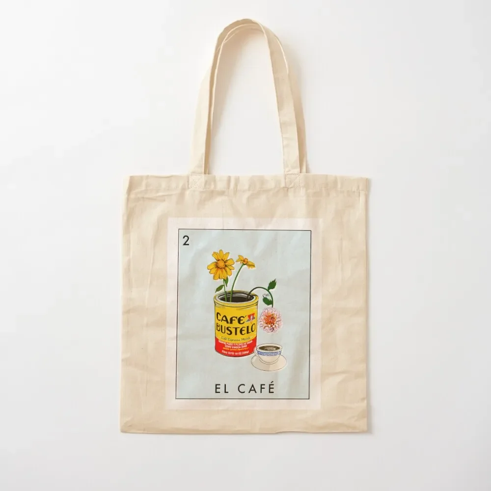 Coffee and Flowers for Breakfast - Lotería Edition Tote Bag Canvas shopping cart bags Shopping bags tote bags men