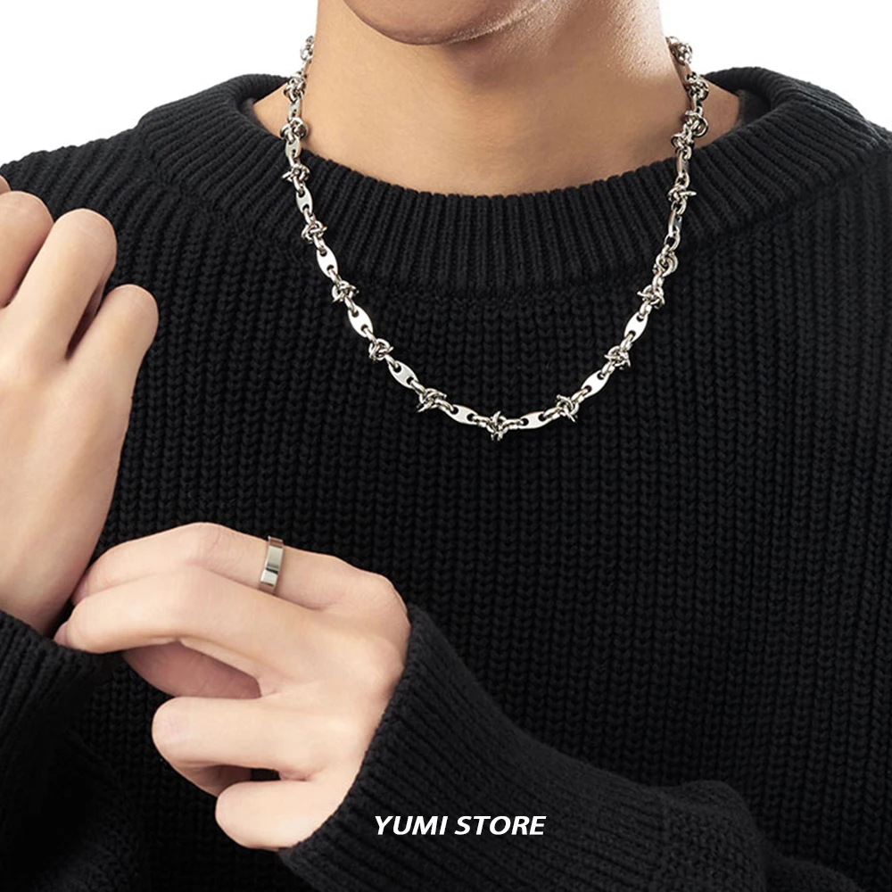 Hip Hop Stainless Steel Splicing Necklace for Man Woman Punk Clavicle Sweater Chain Luxury Unisex Jewelry Accessories Wholesae