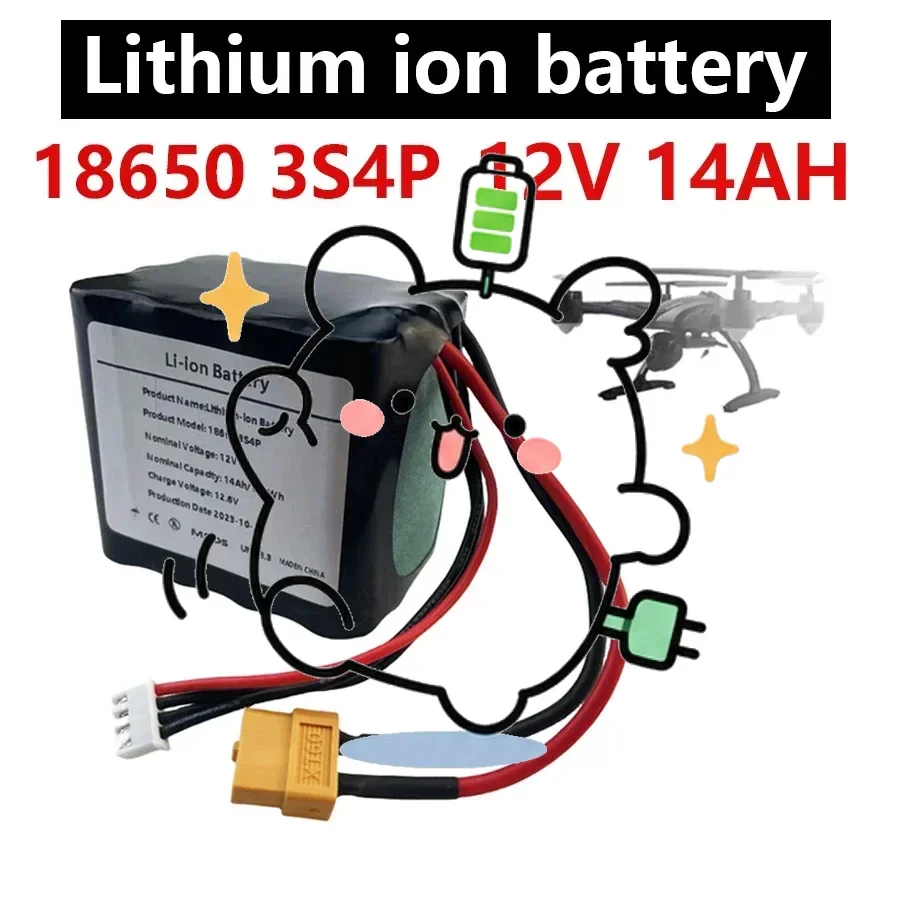 ✨📦New Type Of Unmanned Aerial Vehicle Rechargeable 12V Lithium-ion Battery Pack 14Ah 3S4P Uses A Single Battery 18650GA Combina